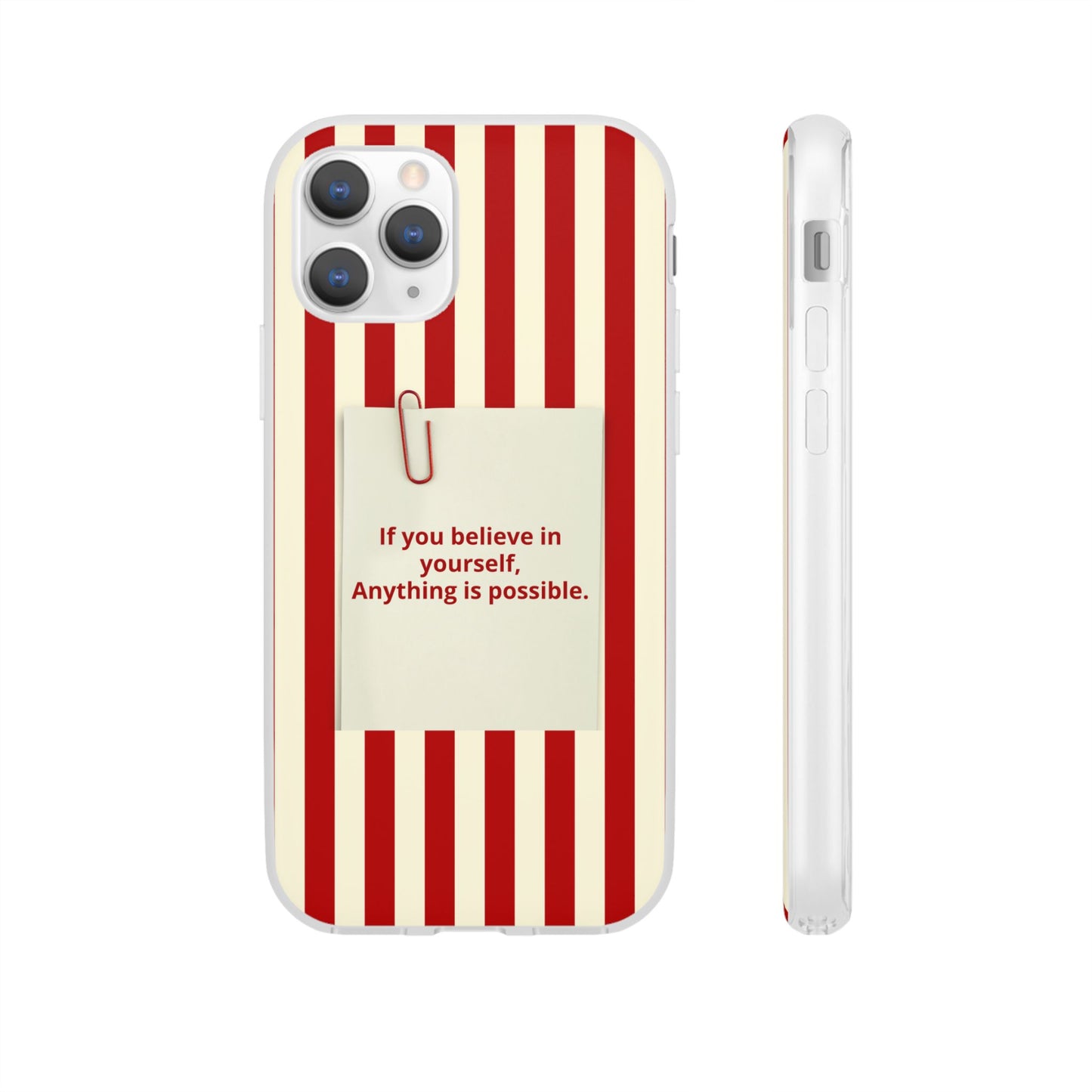 Personalized Custom Text Inspirational Striped Phone Case. “If you believe in yourself, Anything is possible.”