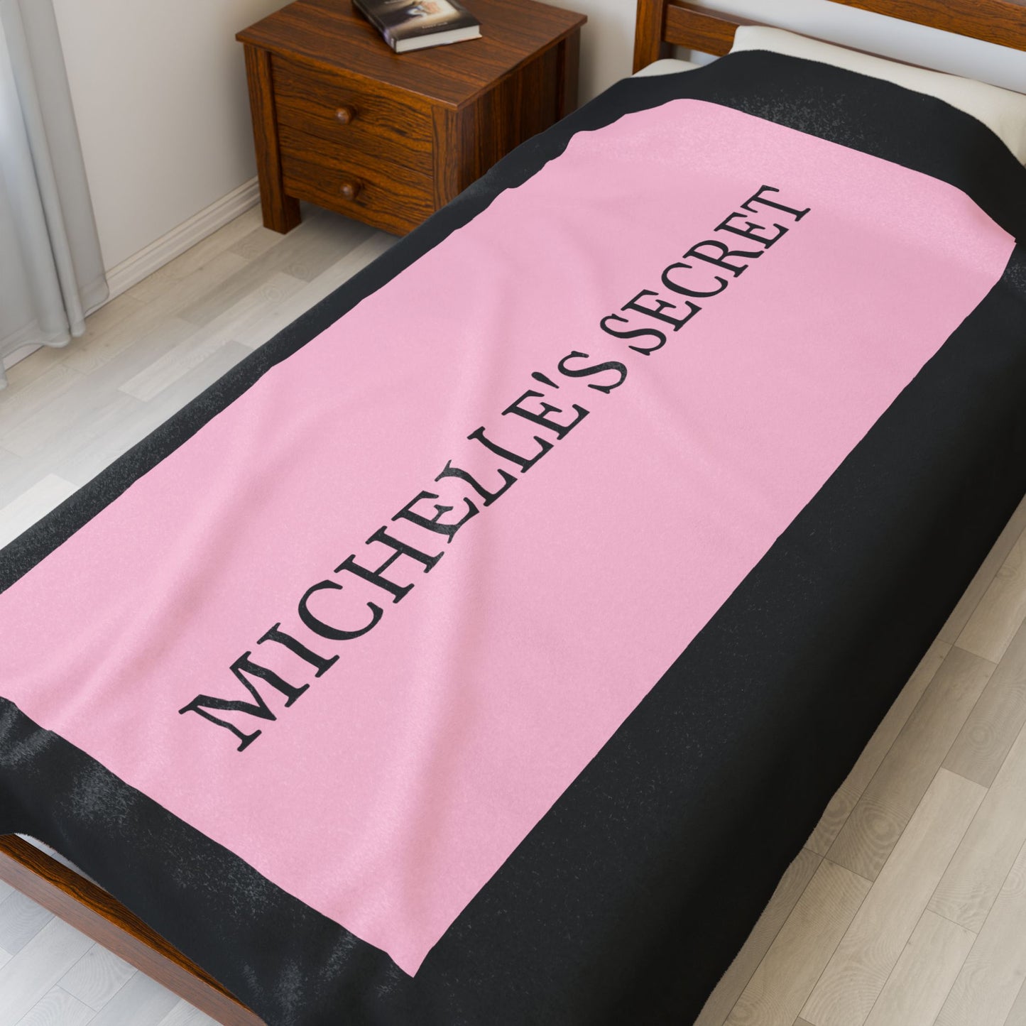 Personalized Name Pink Stripes Velveteen Plush Blanket | Hunting Birthday Christmas Valentine Travel Flight Vacation Gifts