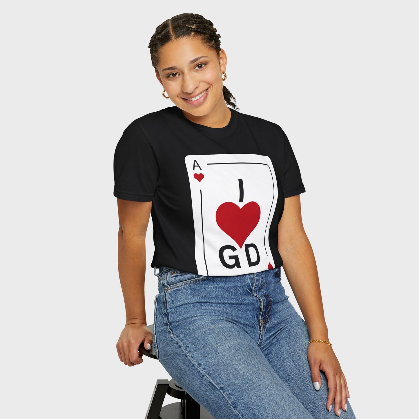 I Love GD Fans - Ace of Heart Garment-dyed Cotton T-Shirt | Birthday Christmas Festival Concert Gift Idea