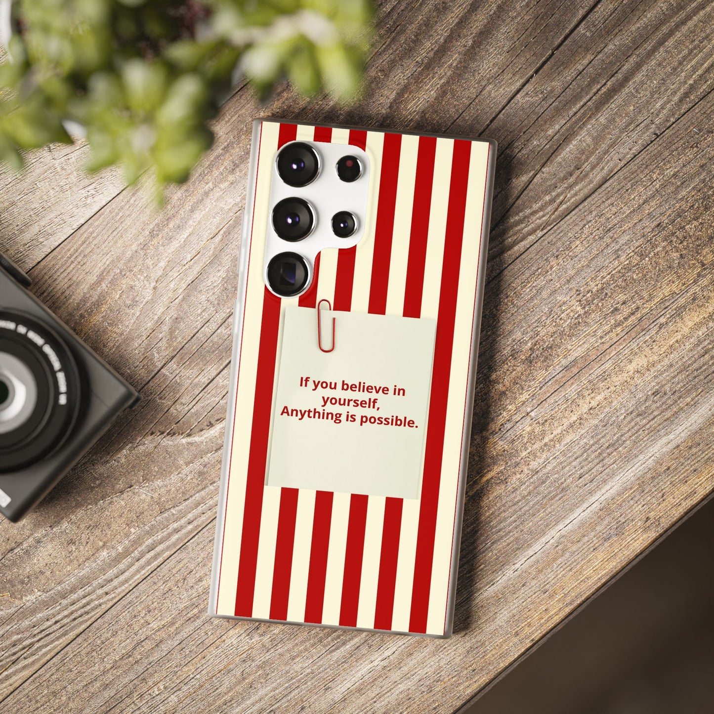 Personalized Custom Text Inspirational Striped Phone Case. “If you believe in yourself, Anything is possible.”