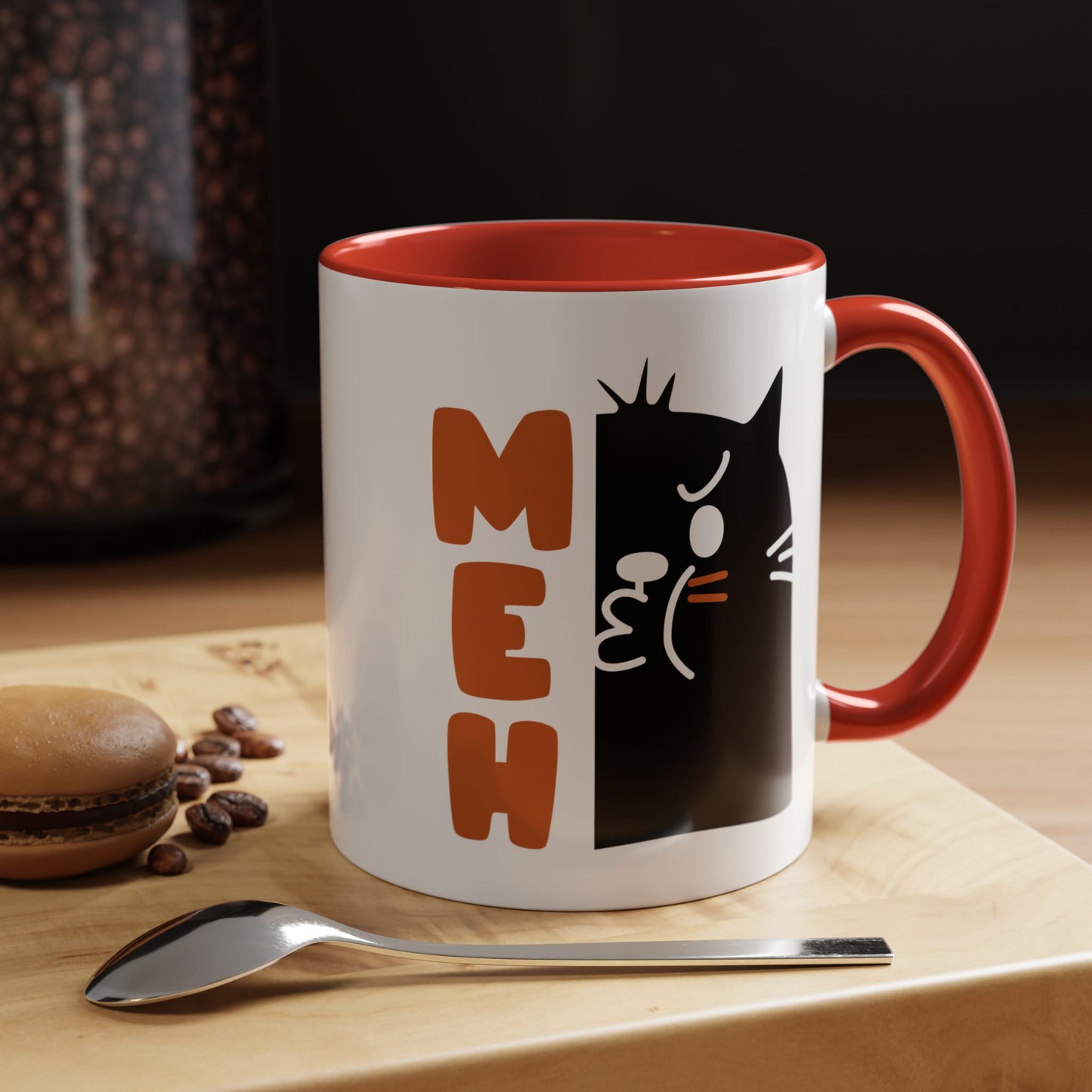 Cute Funny Meh Cat Mug Meme Hilarious Gift Idea Coffee Tea Cup