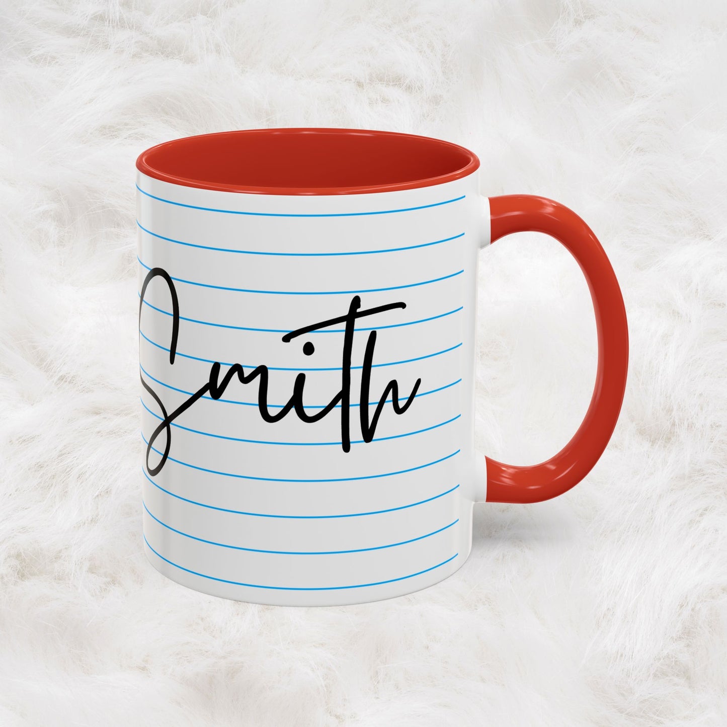 Personalized Name College Ruled Lined Coffee Tea Mug | Student Teacher Back to School Motivation Gift Idea