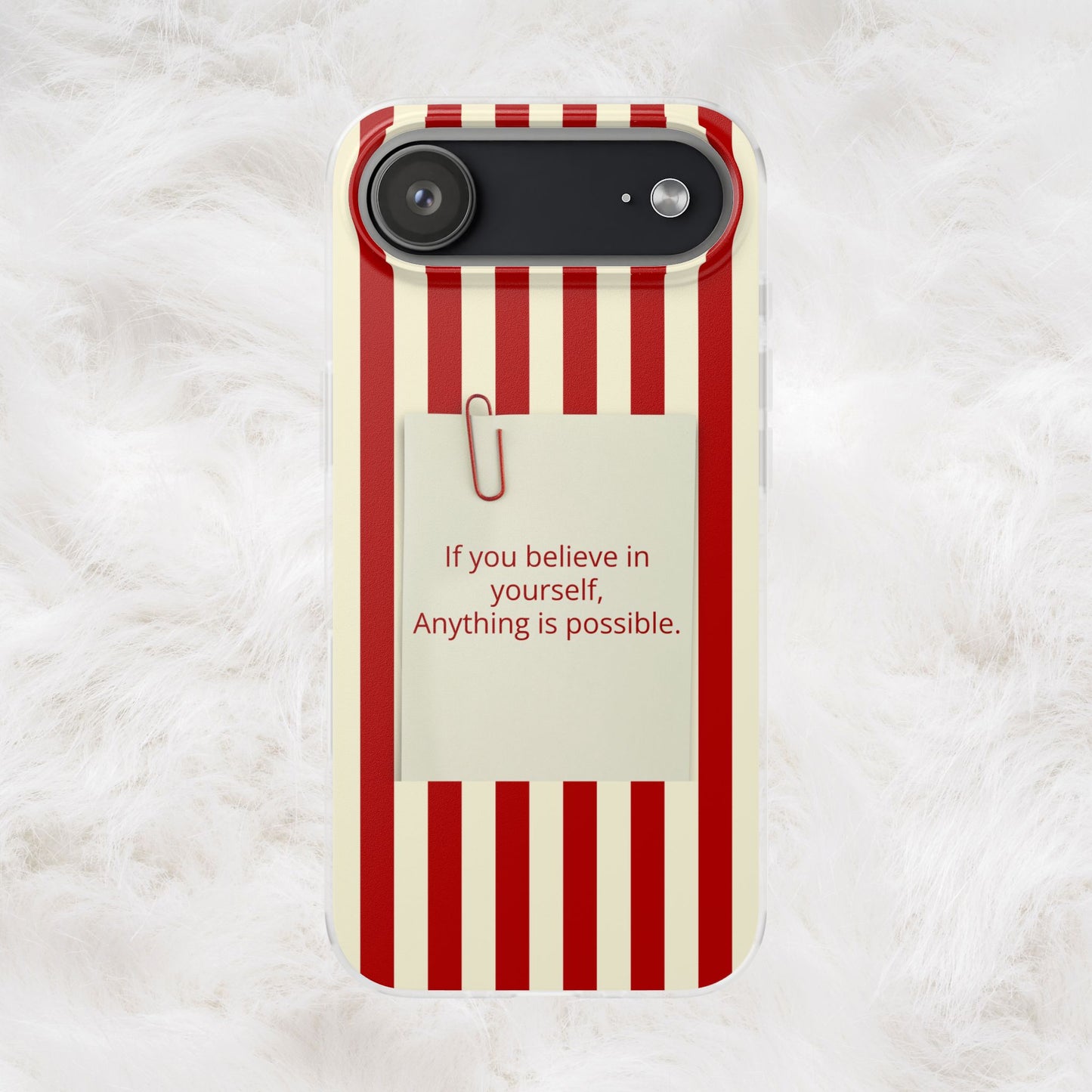 Personalized Custom Text Inspirational Striped Phone Case. “If you believe in yourself, Anything is possible.”