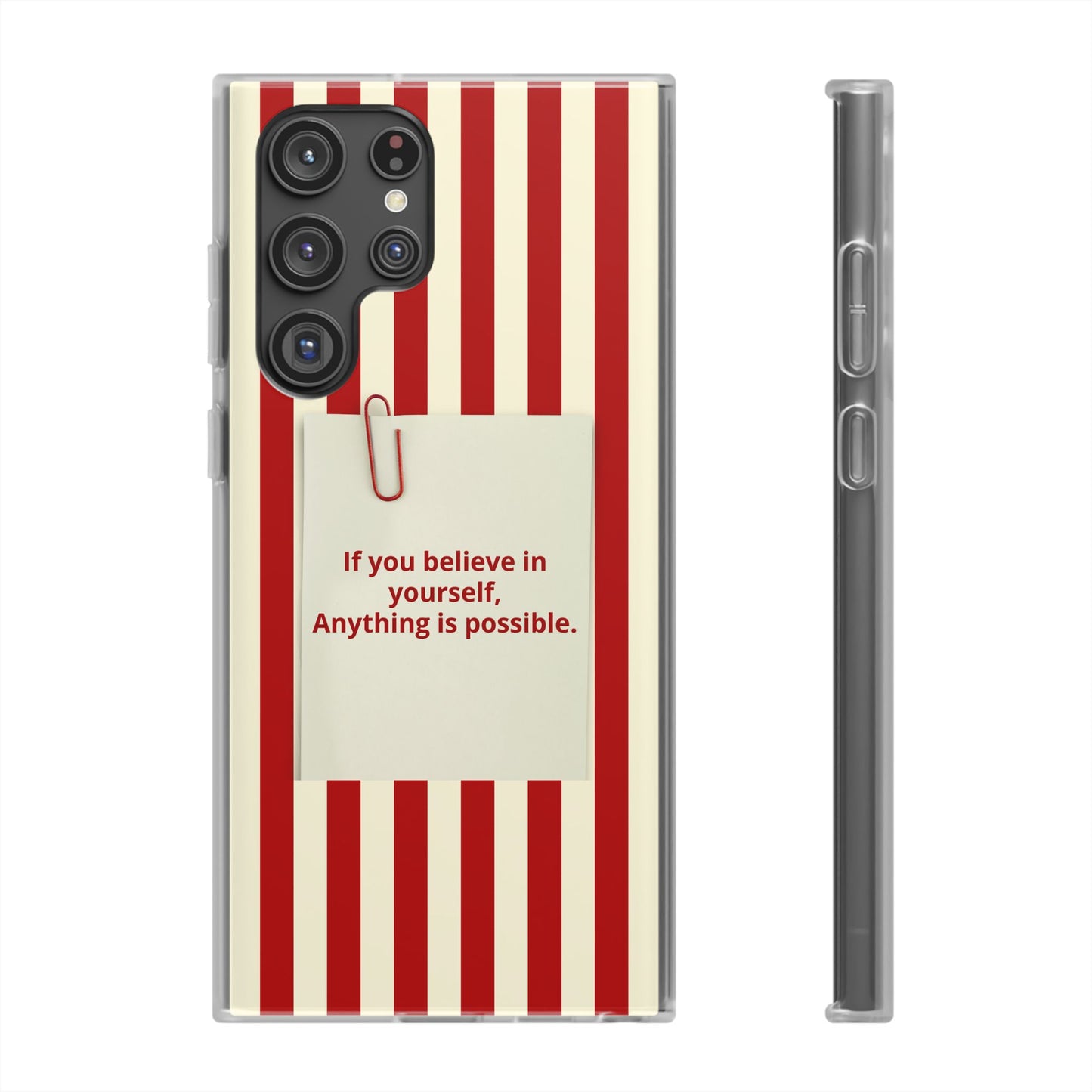 Personalized Custom Text Inspirational Striped Phone Case. “If you believe in yourself, Anything is possible.”