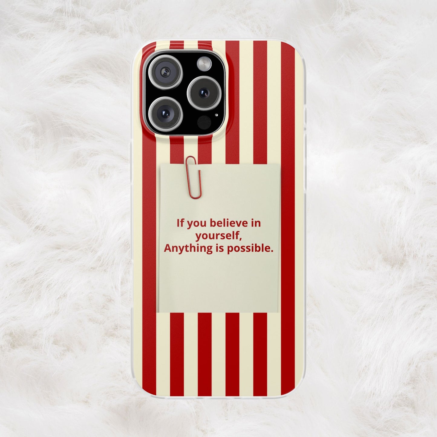 Personalized Custom Text Inspirational Striped Phone Case. “If you believe in yourself, Anything is possible.”