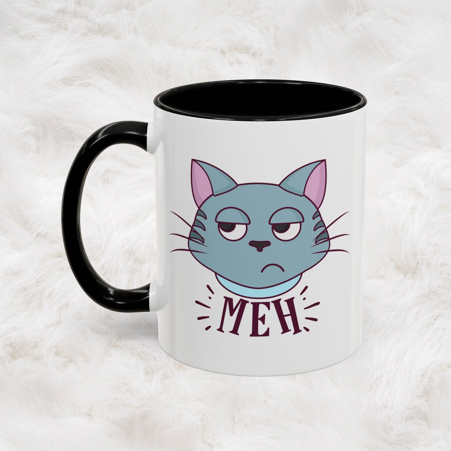 Cute Funny Meh Mug Meme Cat Coffee Tea Cup Hilarious Gift Idea