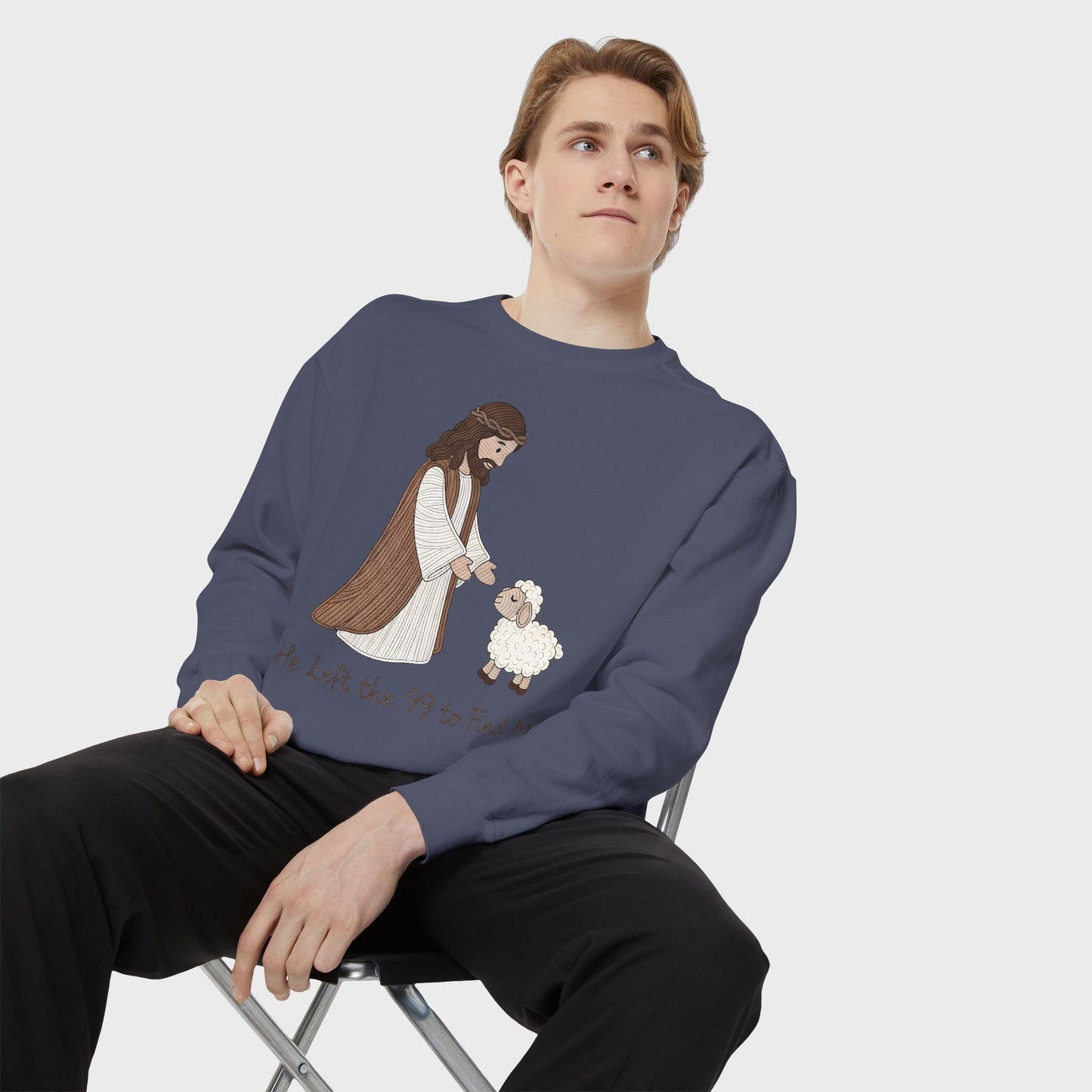 Christian Unisex Sweatshirt "He Left the 99 to Find Me" Shepherd & Lamb Crewneck