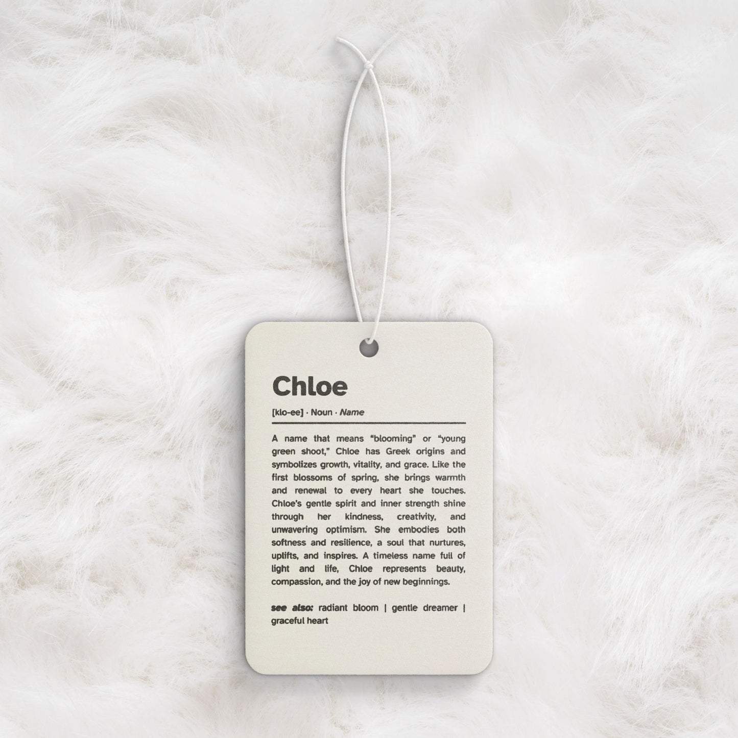 Chloe Name Meaning Car Air Freshener | Gift Ideas
