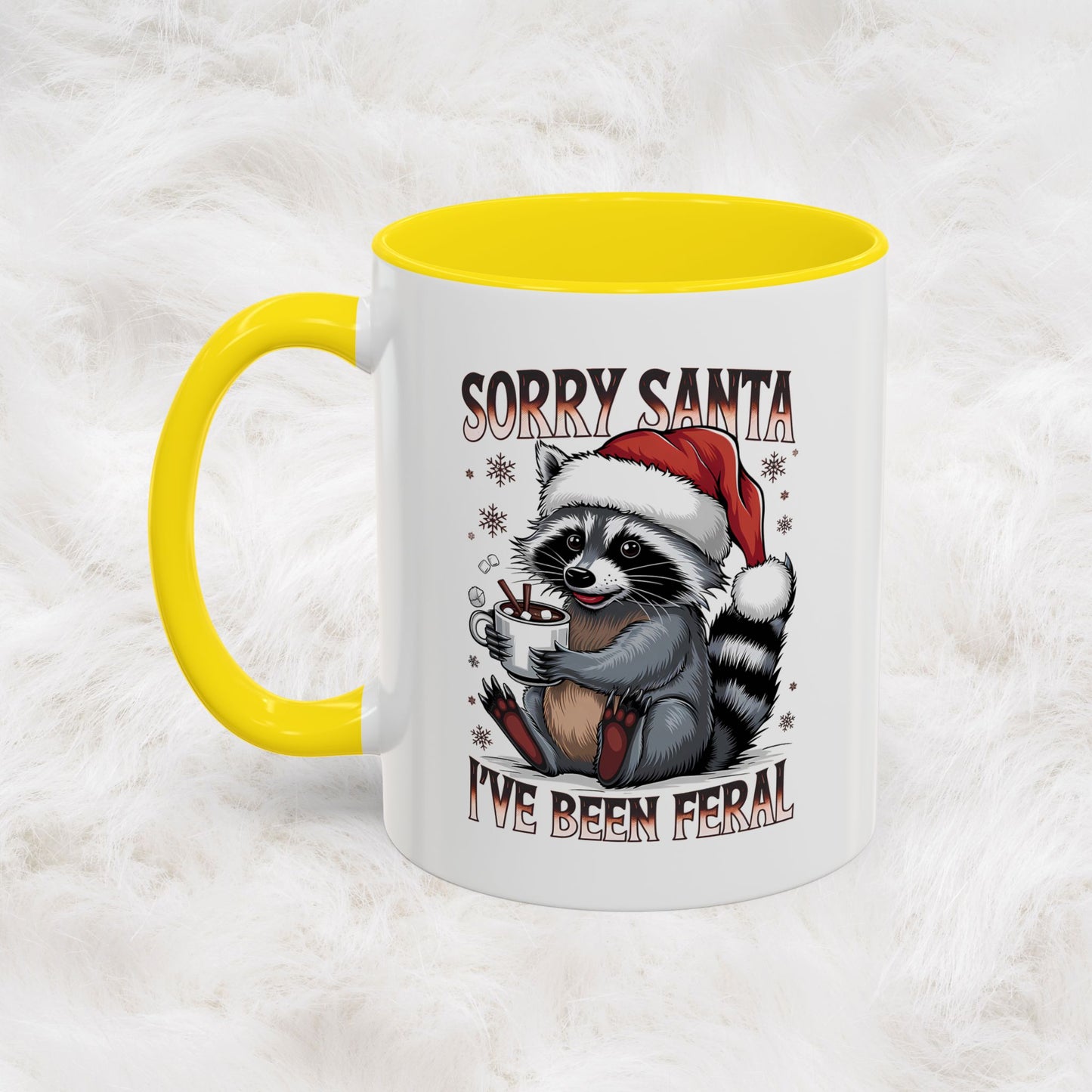 Sorry Santa, I'm Been Feral - Cute Funny Raccoon Mug | Hunting Christmas Holiday Gift