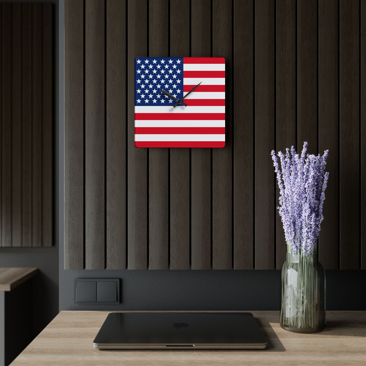 American Flag Acrylic Wall Clock | Patriotic USA Home Decor, 4th of July Gift