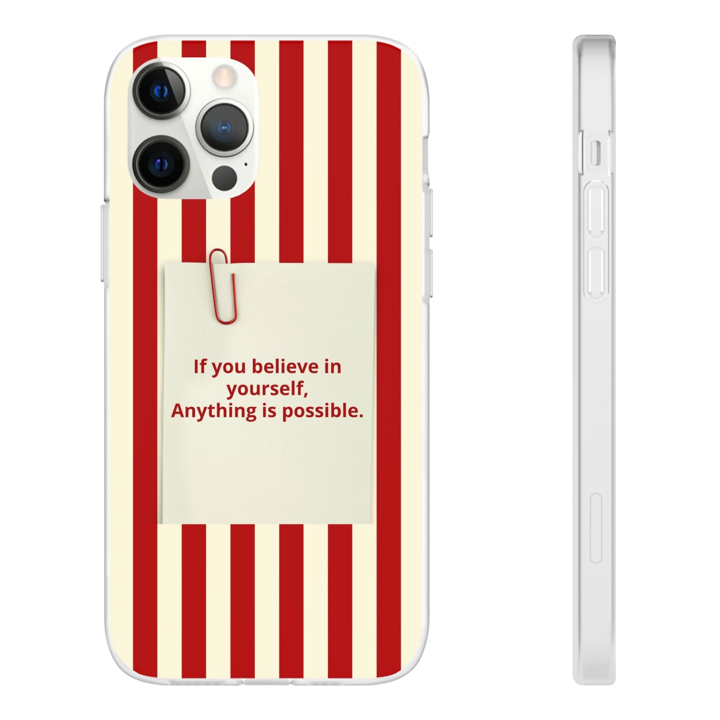 Personalized Custom Text Inspirational Striped Phone Case. “If you believe in yourself, Anything is possible.”