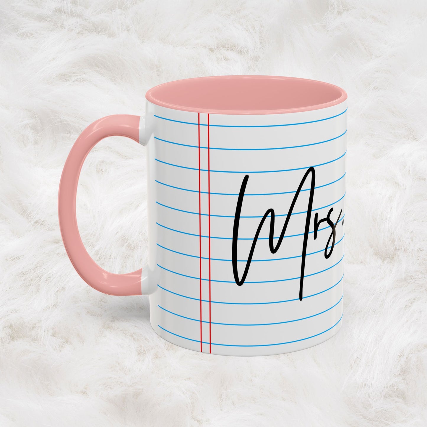 Personalized Name College Ruled Lined Coffee Tea Mug | Student Teacher Back to School Motivation Gift Idea