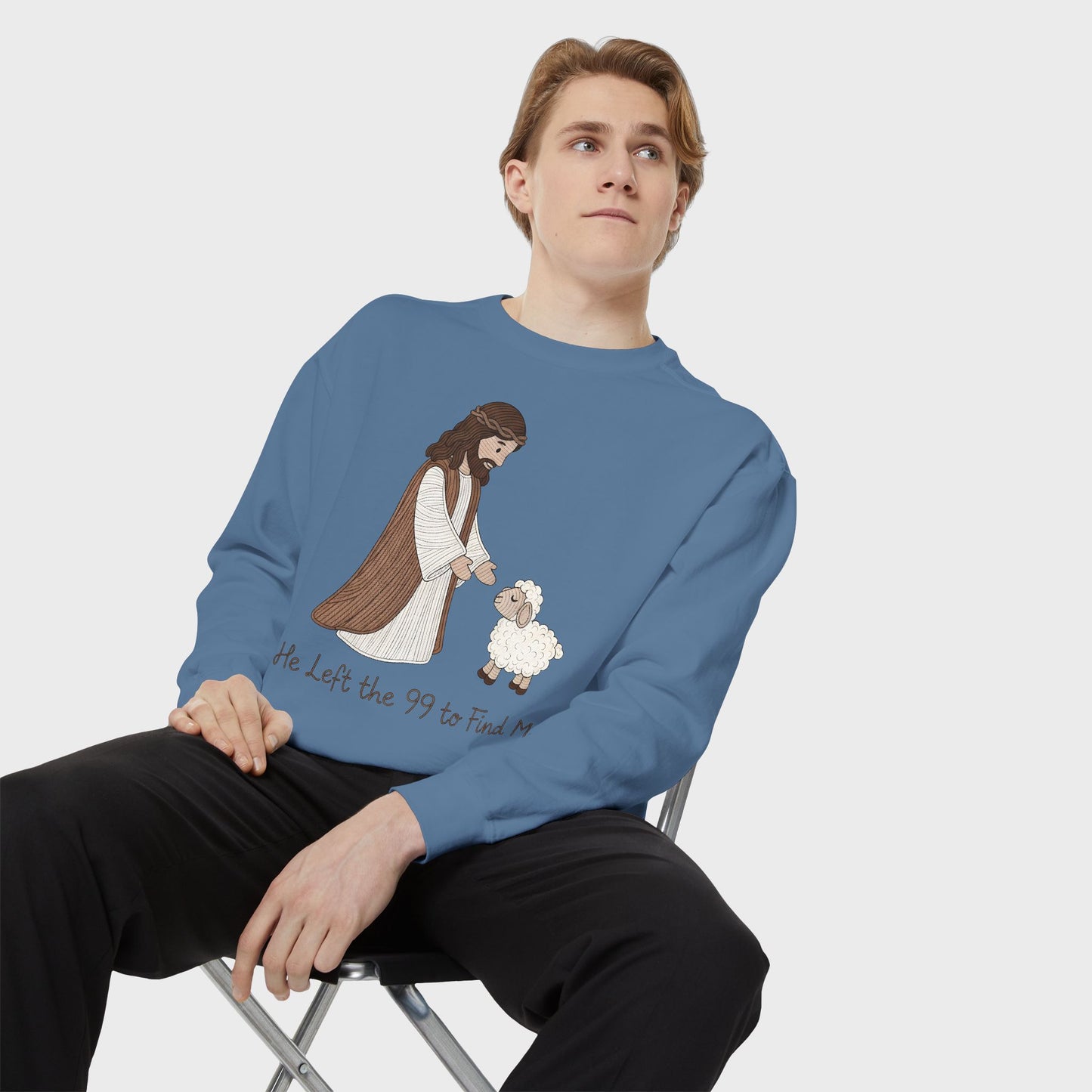 Christian Unisex Sweatshirt "He Left the 99 to Find Me" Shepherd & Lamb Crewneck
