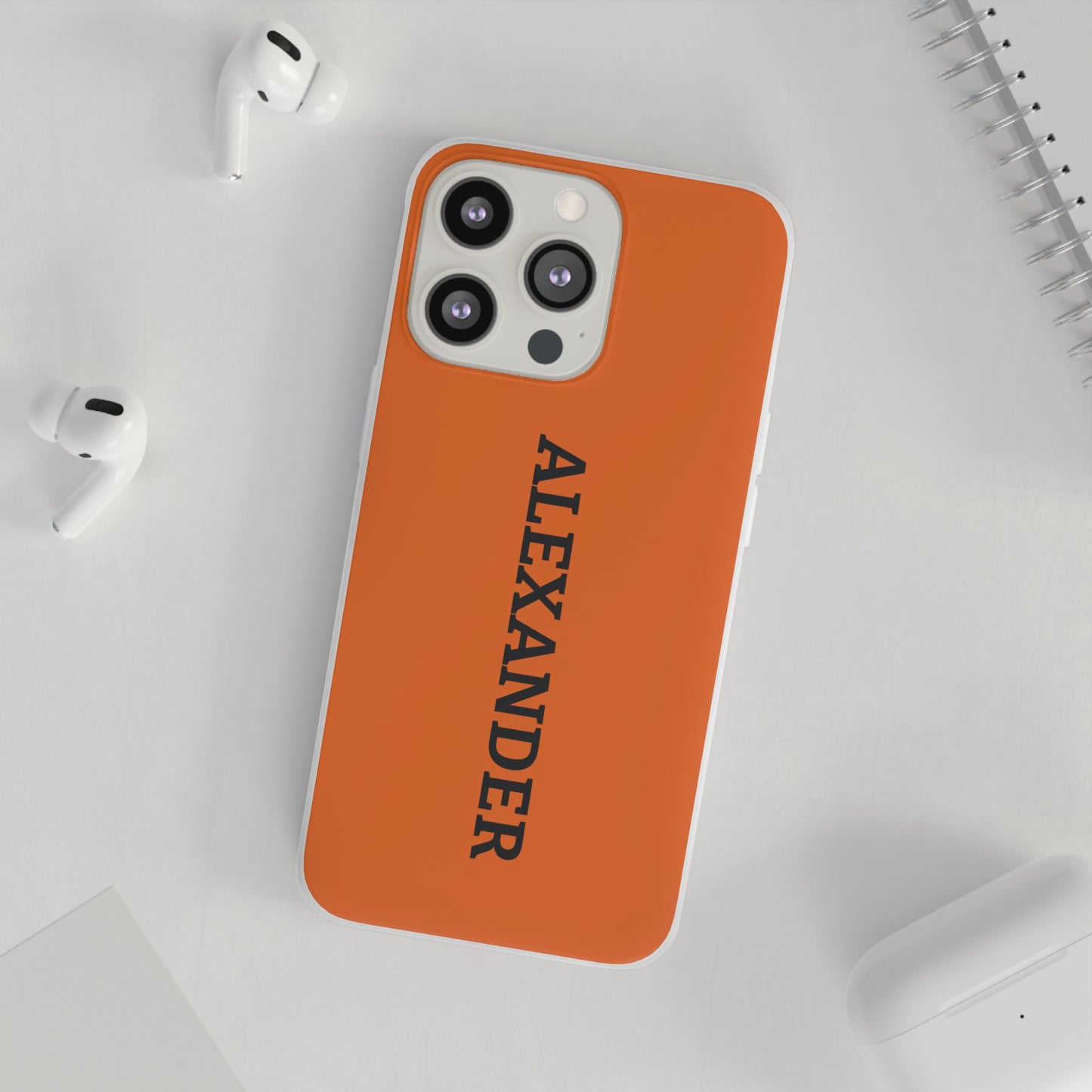 Personalized Name Text Luxury Orange Phone Case.