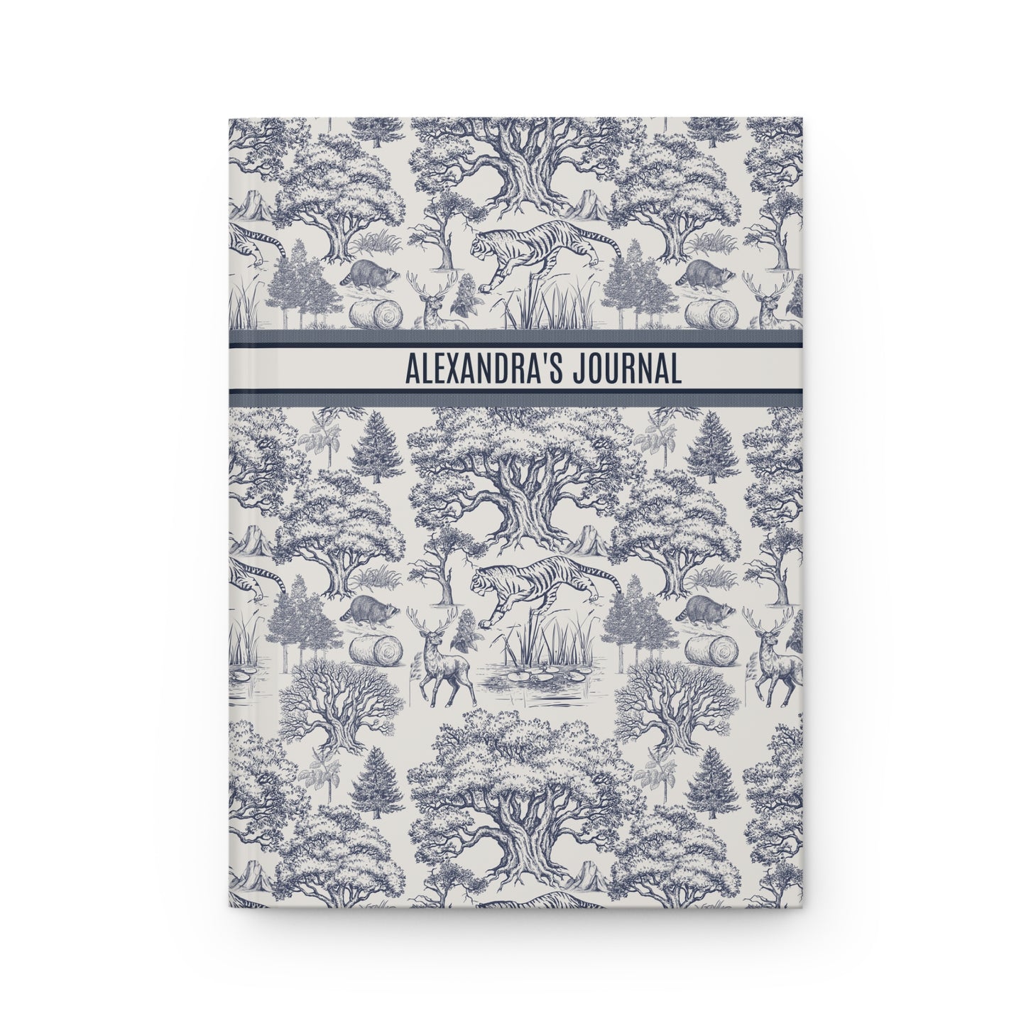 Personalized Name Toile De Jouy Seamless Nature Landscape Pattern Hardcover Journal Version 2