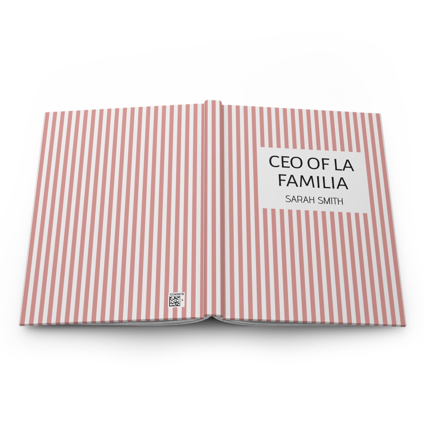 Personalized Title and Name Pink Striped Notebook Hardcover Journal | CEO of La Familia Gift for Mom, Wife, Women, Mother's Day