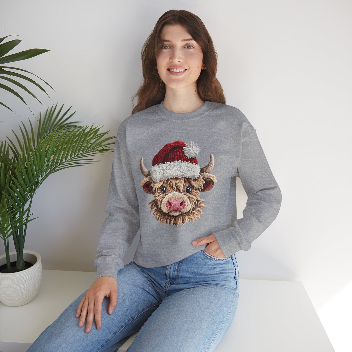 Cute Highland Cow Crewneck Sweatshirt — Cozy Everyday Gift Ideas