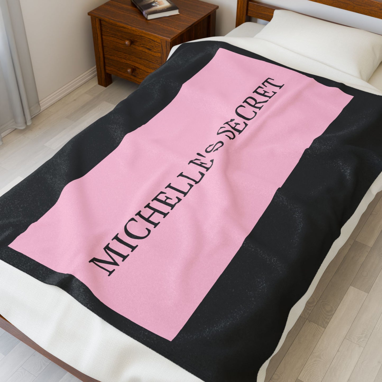 Personalized Name Pink Stripes Velveteen Plush Blanket | Hunting Birthday Christmas Valentine Travel Flight Vacation Gifts