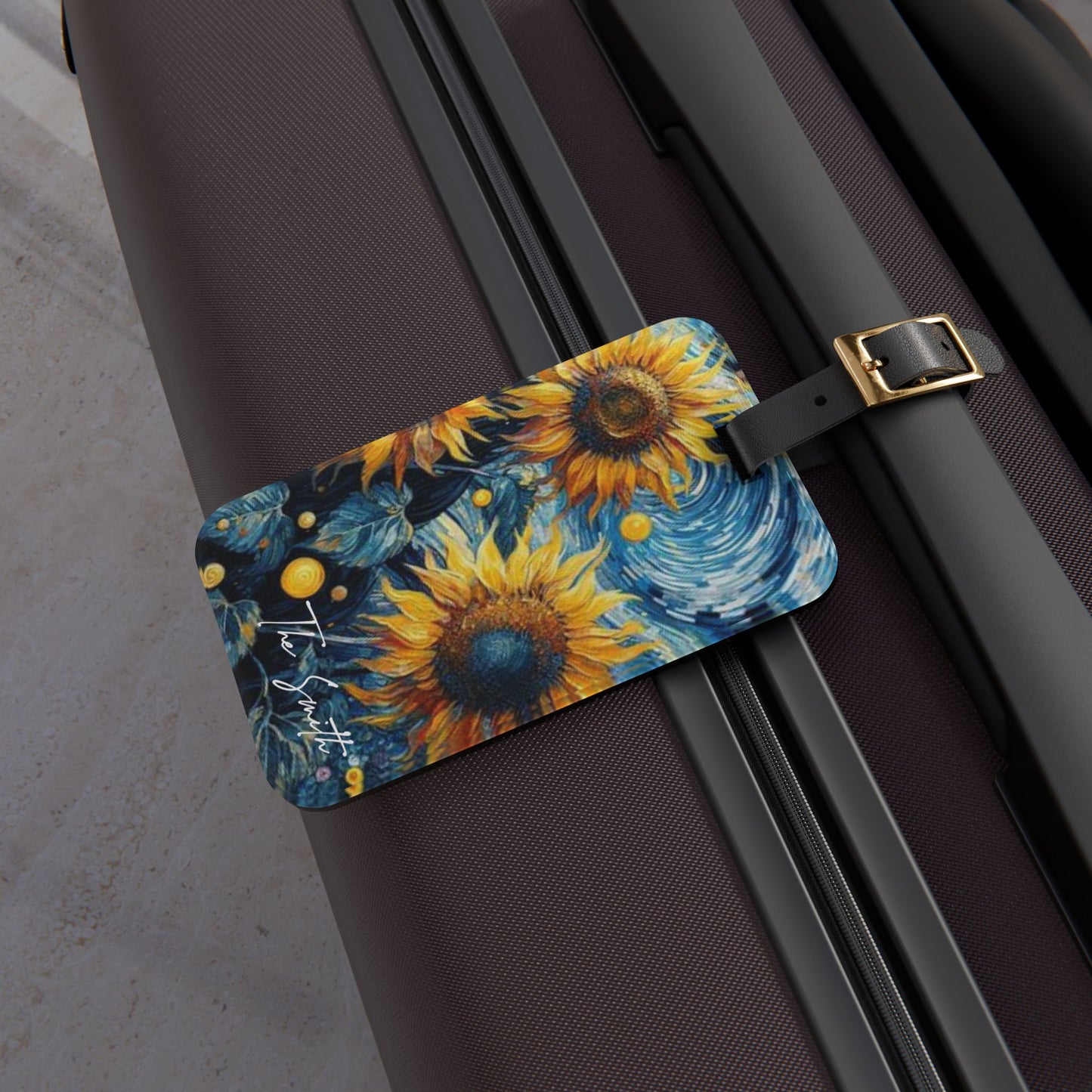 Personalized Custom Name Travel ID Vincent Van Gogh Sunflowers Luggage Tag | Vacation Birthday Christmas Gift