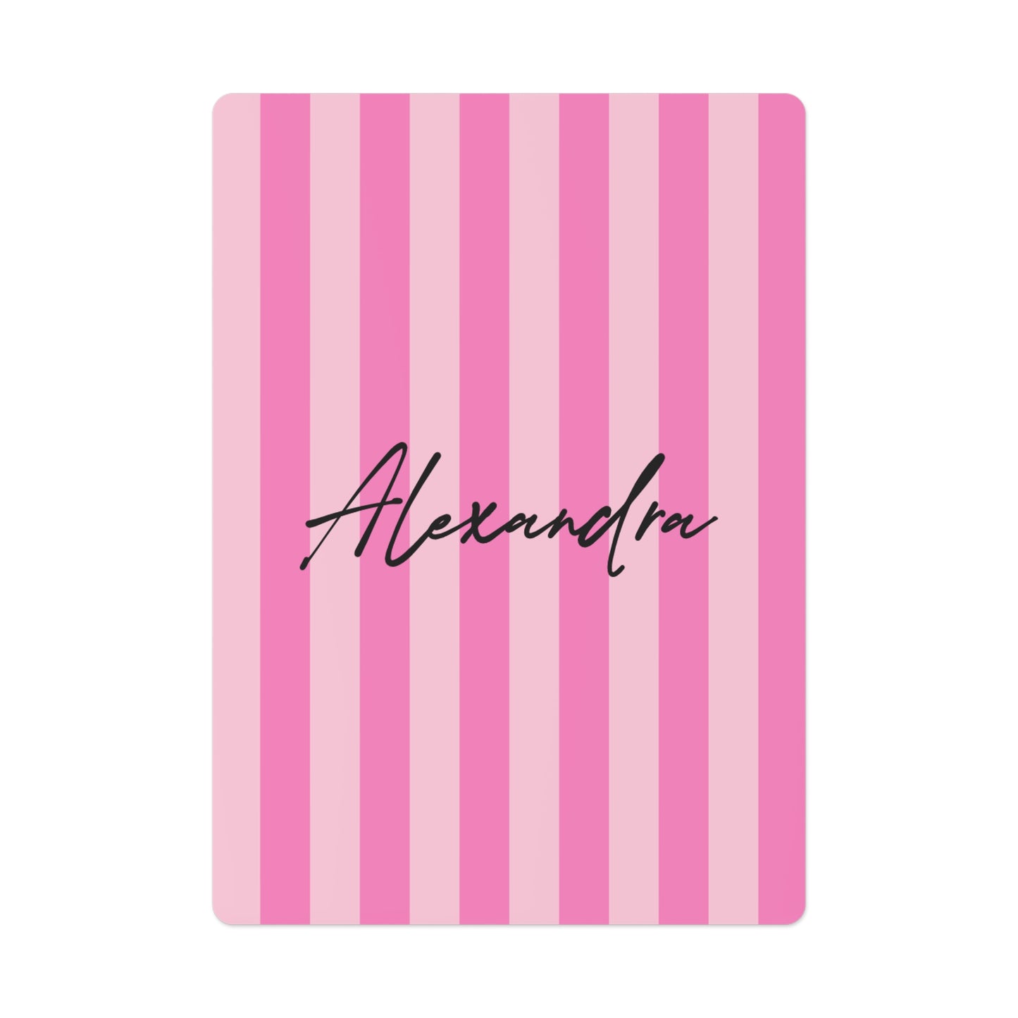 Personalized Name Pink Stripes Poker Playing Cards Set | Birthday Christmas Souvenir Gift