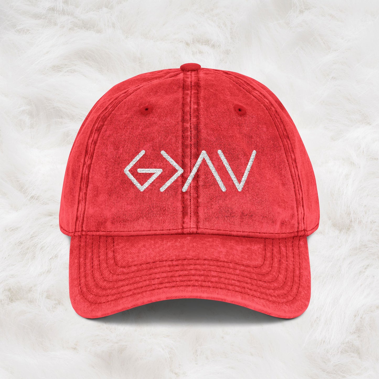 God is Greater than the Highs and Lows Vintage Embroidered Cap | Inspiration Hat