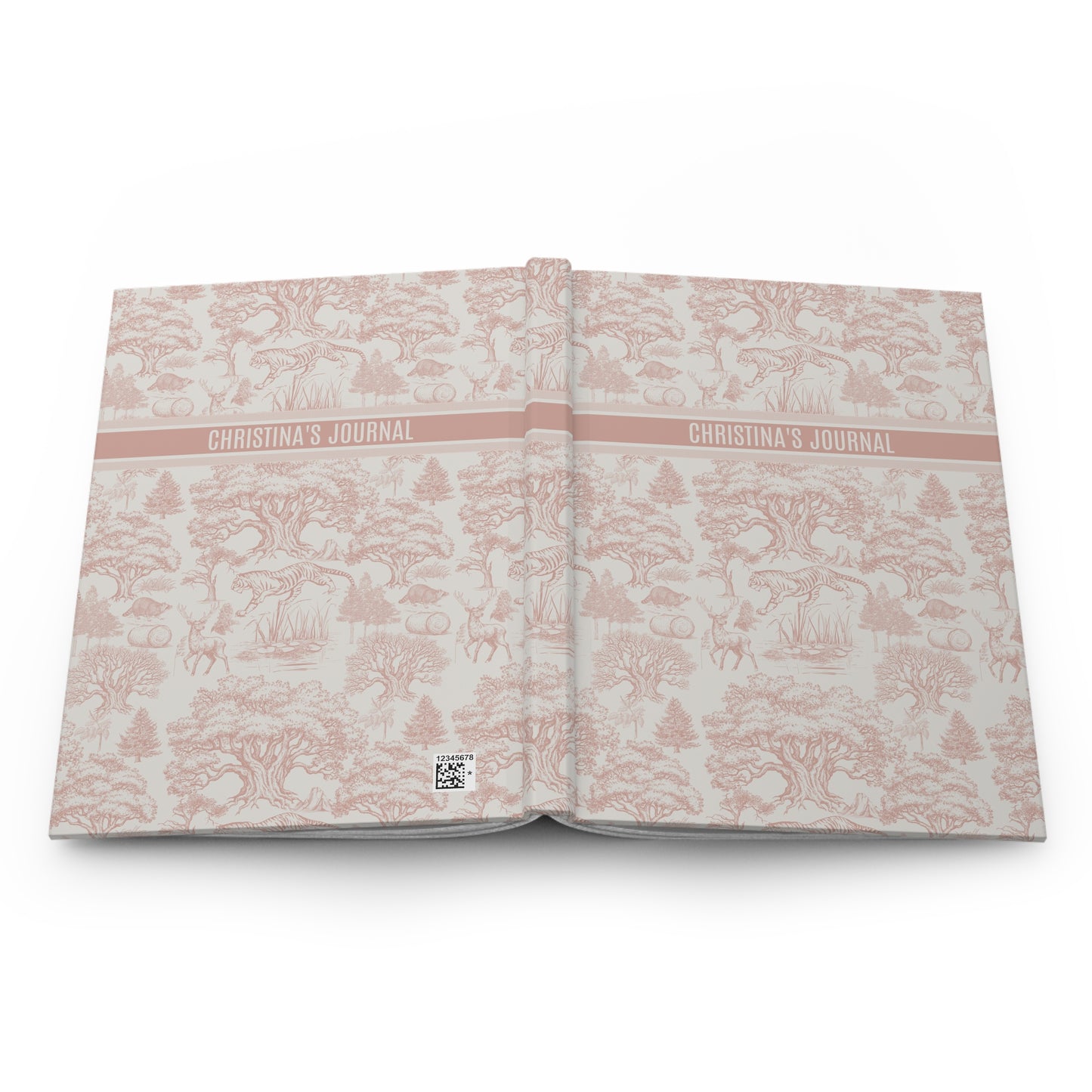 Personalized Name Toile De Jouy Seamless Nature Landscape Pattern Hardcover Journal Version 6