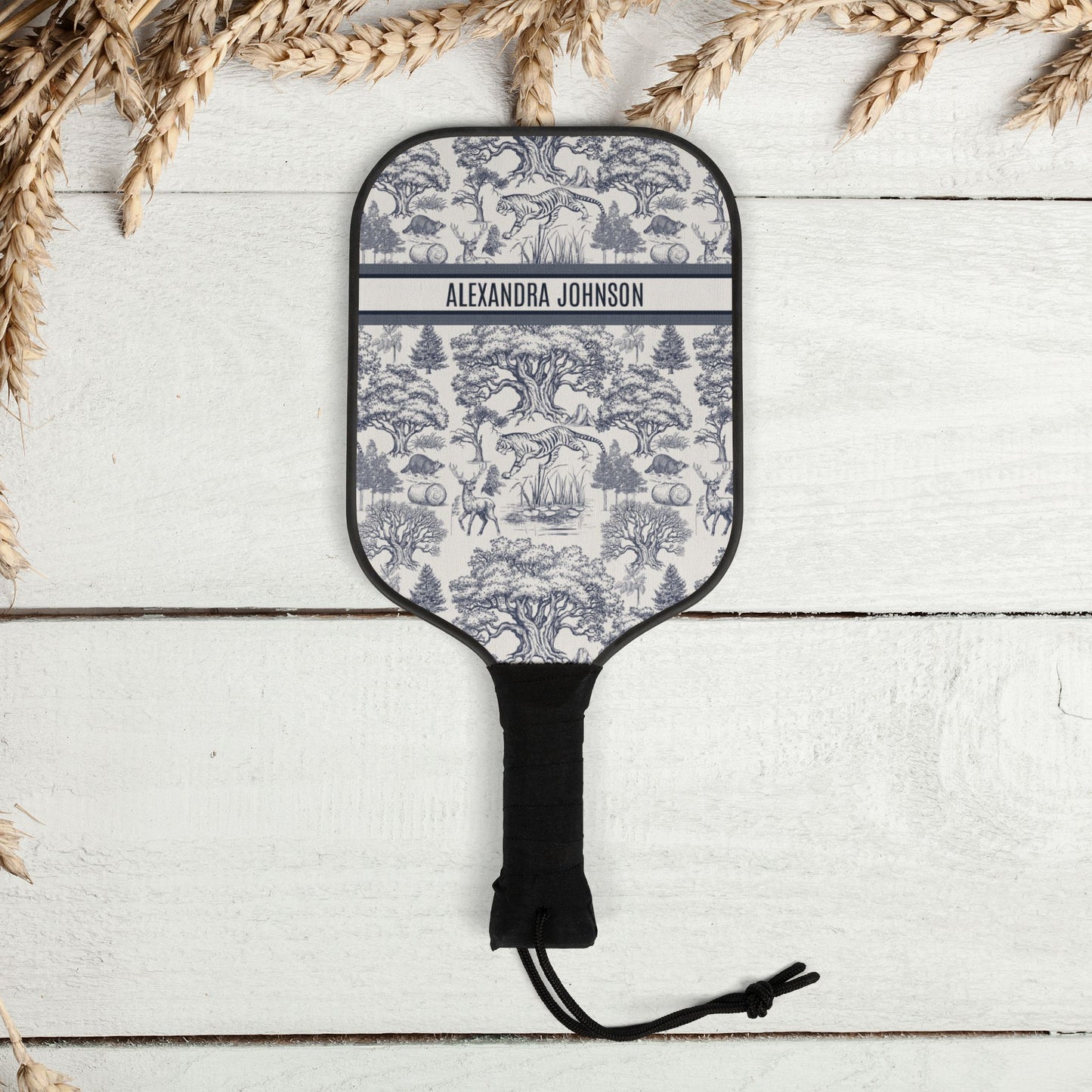 Personalized Name Luxury Vintage Toile De Jouy French Nature Landscape Pickleball Paddle Set Version 2