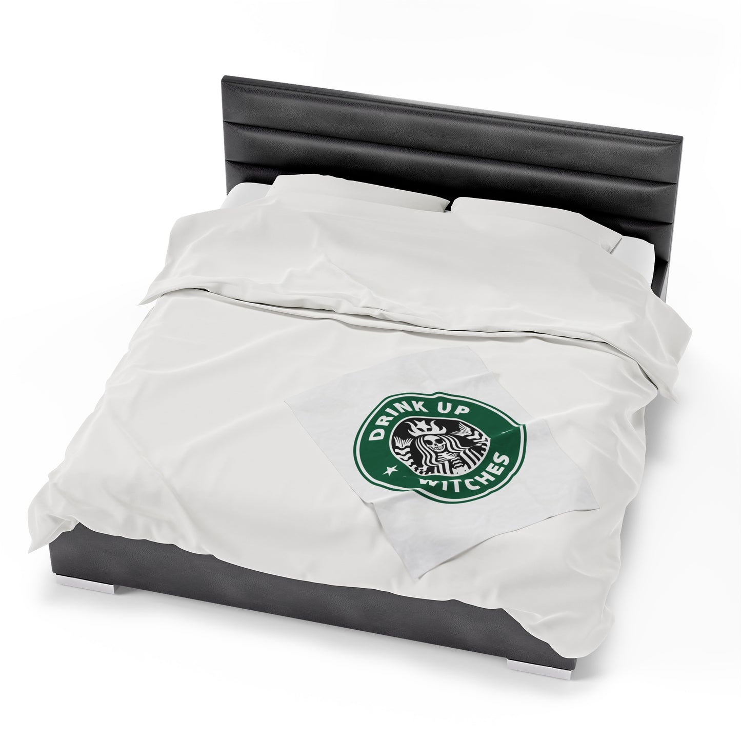 Funny Cozy Sofa Velveteen Plush Blanket Drink up Witches Skeleton Starbucks Fan