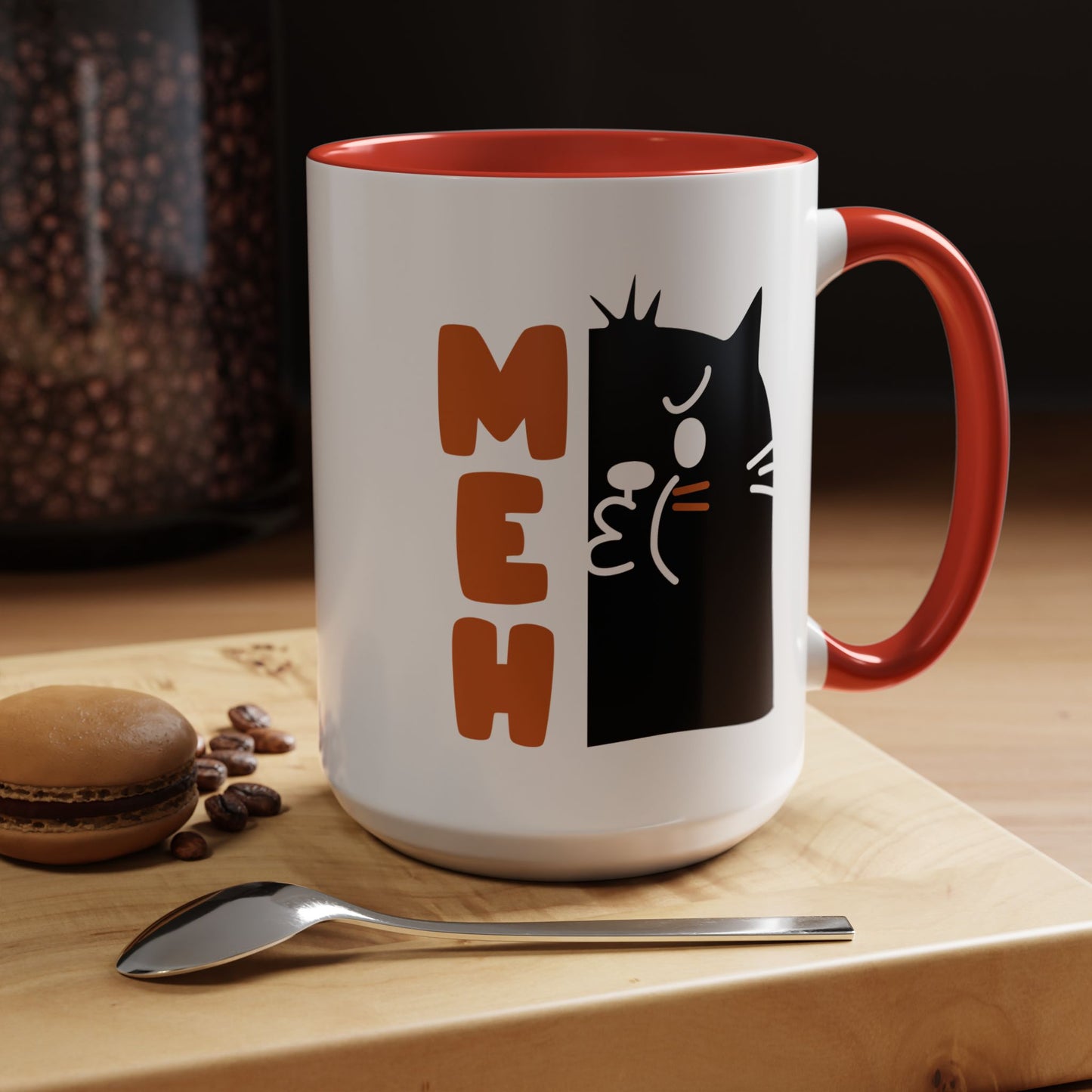 Cute Funny Meh Cat Mug Meme Hilarious Gift Idea Coffee Tea Cup