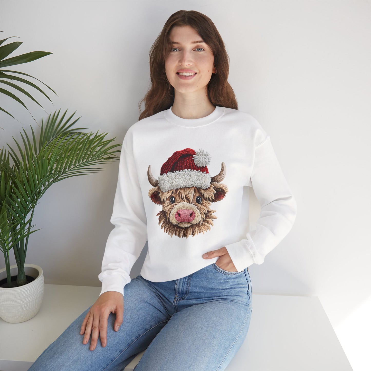 Cute Highland Cow Crewneck Sweatshirt — Cozy Everyday Gift Ideas