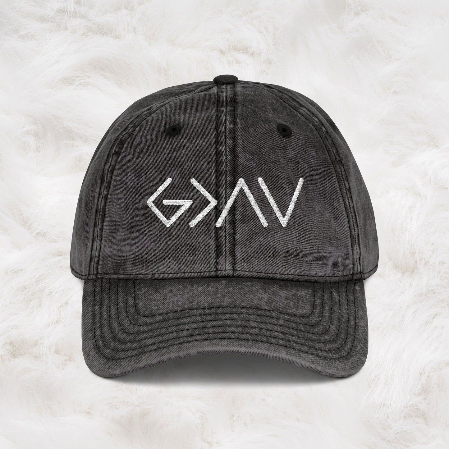 God is Greater than the Highs and Lows Vintage Embroidered Cap | Inspiration Hat
