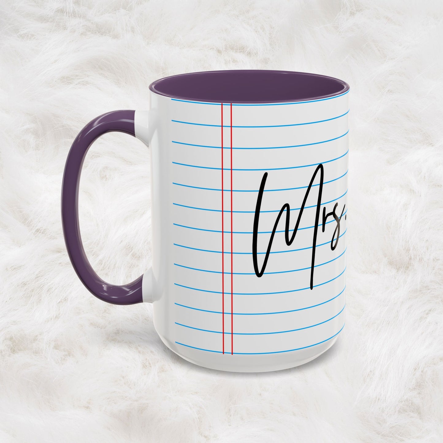 Personalized Name College Ruled Lined Coffee Tea Mug | Student Teacher Back to School Motivation Gift Idea