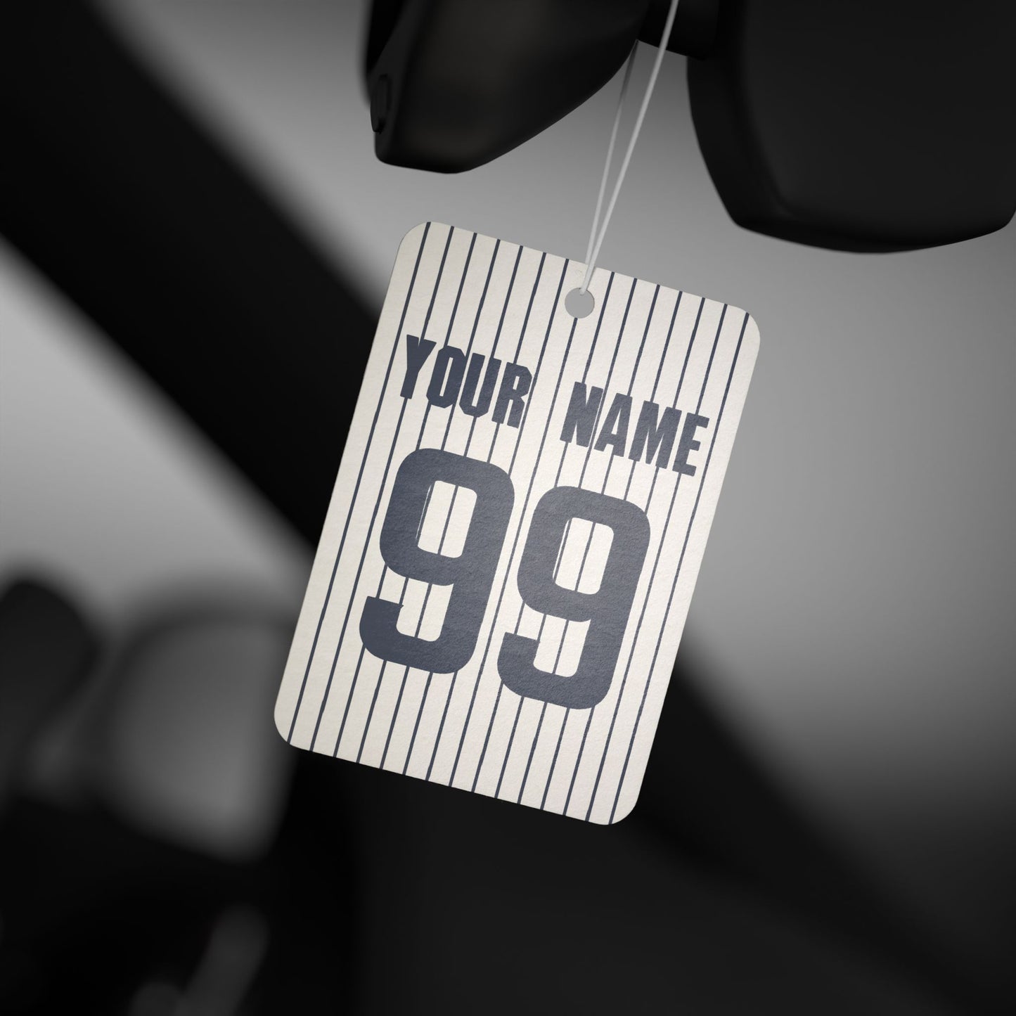 Personalized Name and Number Luxury Navy Blue Striped Car Air Freshener | Sport Style