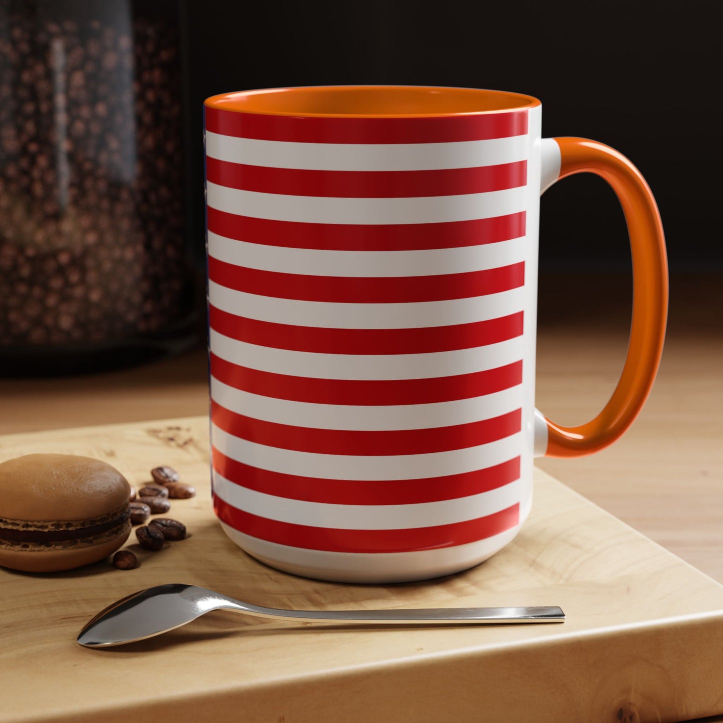 American Stars and Stripes USA Flag Accent Mug | Trending July 4th Gift Idea Coffee Tea Cup