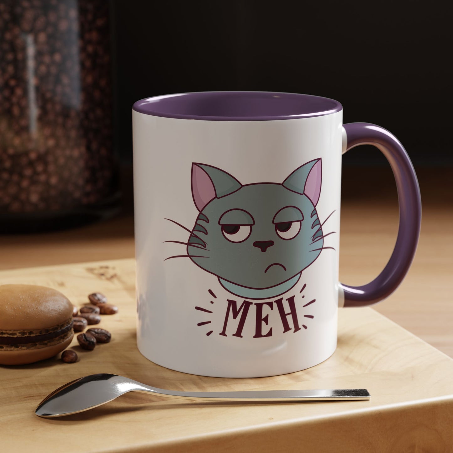 Cute Funny Meh Mug Meme Cat Coffee Tea Cup Hilarious Gift Idea