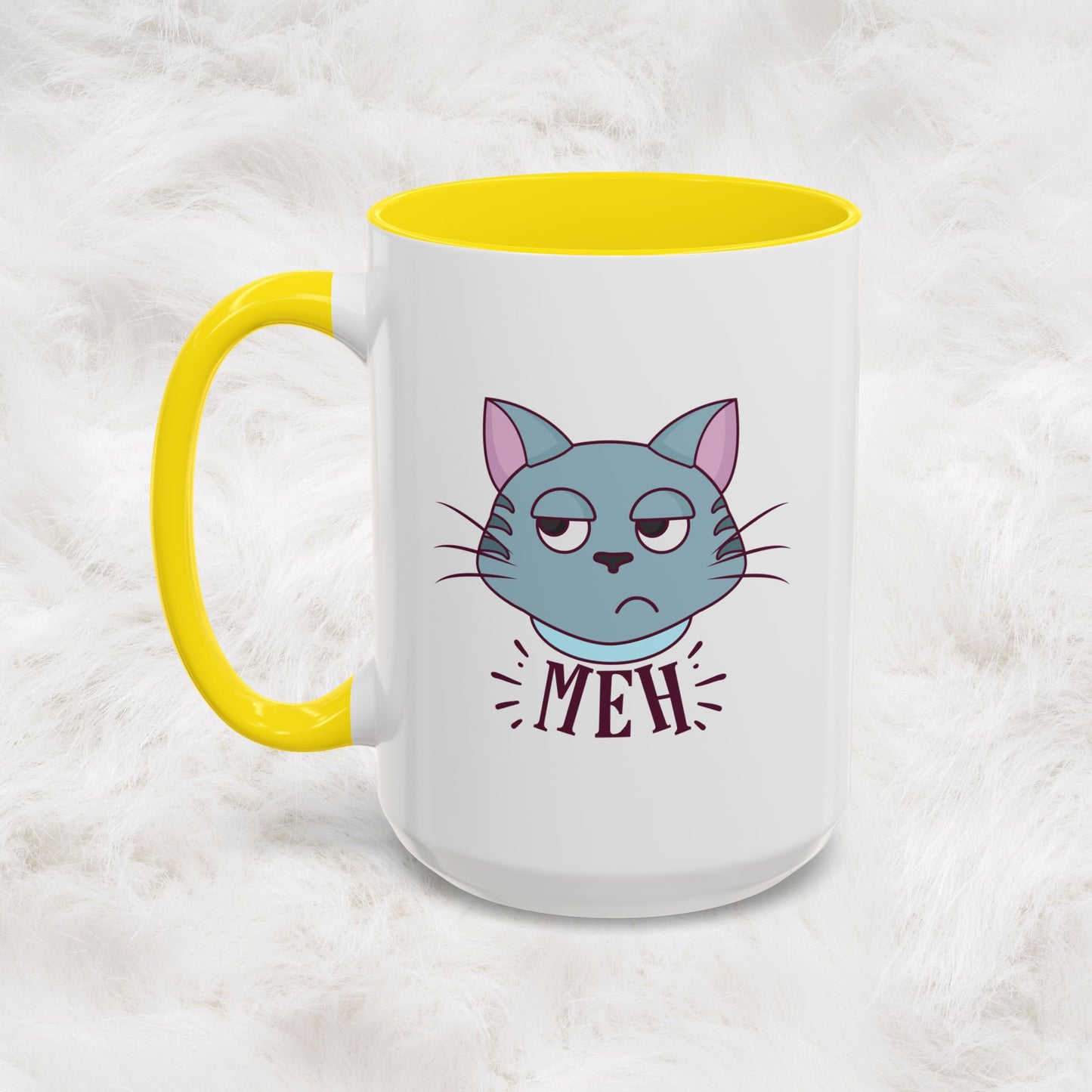 Cute Funny Meh Mug Meme Cat Coffee Tea Cup Hilarious Gift Idea