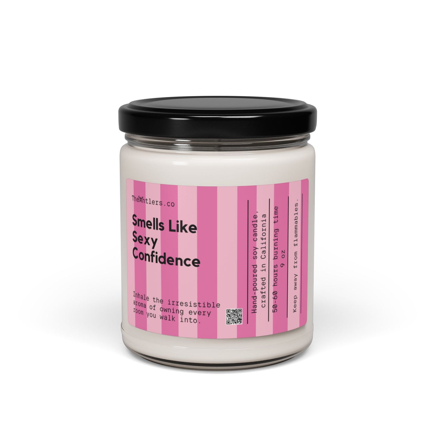 Smells Like Sexy Confidence Soy Wax Candle, Cute Pink Lovers Birthday Christmas Anniversary Gift Idea, 9oz.