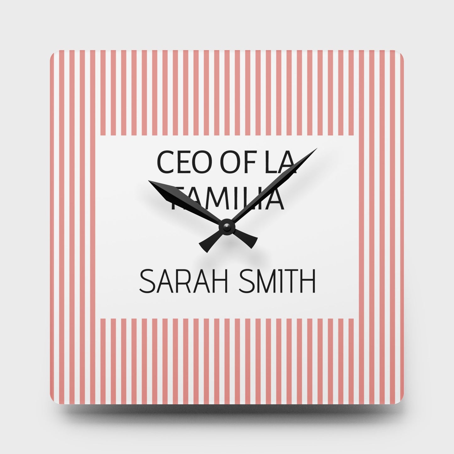 Personalized Name Acrylic Wall Clock | Meaningful CEO of La Familia Striped Gift for Mom, Wife, Women, Mother's Day