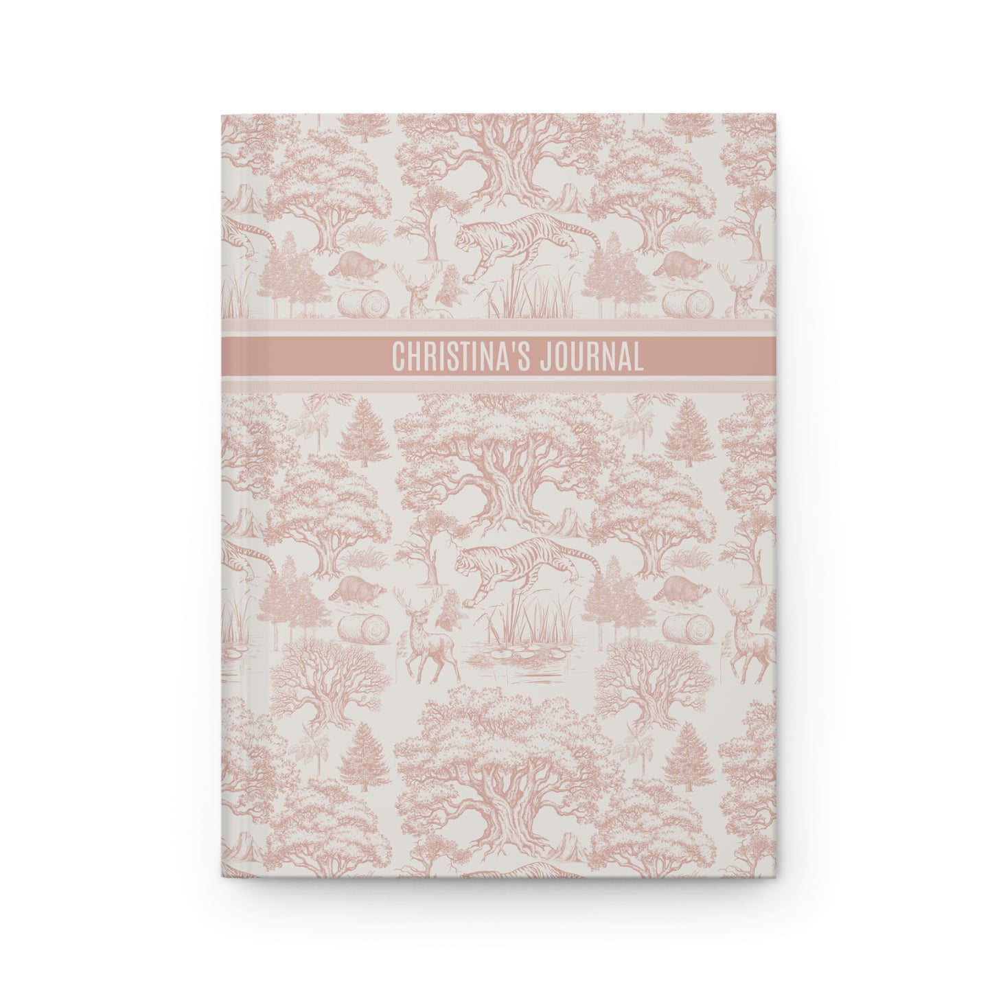 Personalized Name Toile De Jouy Seamless Nature Landscape Pattern Hardcover Journal Version 6