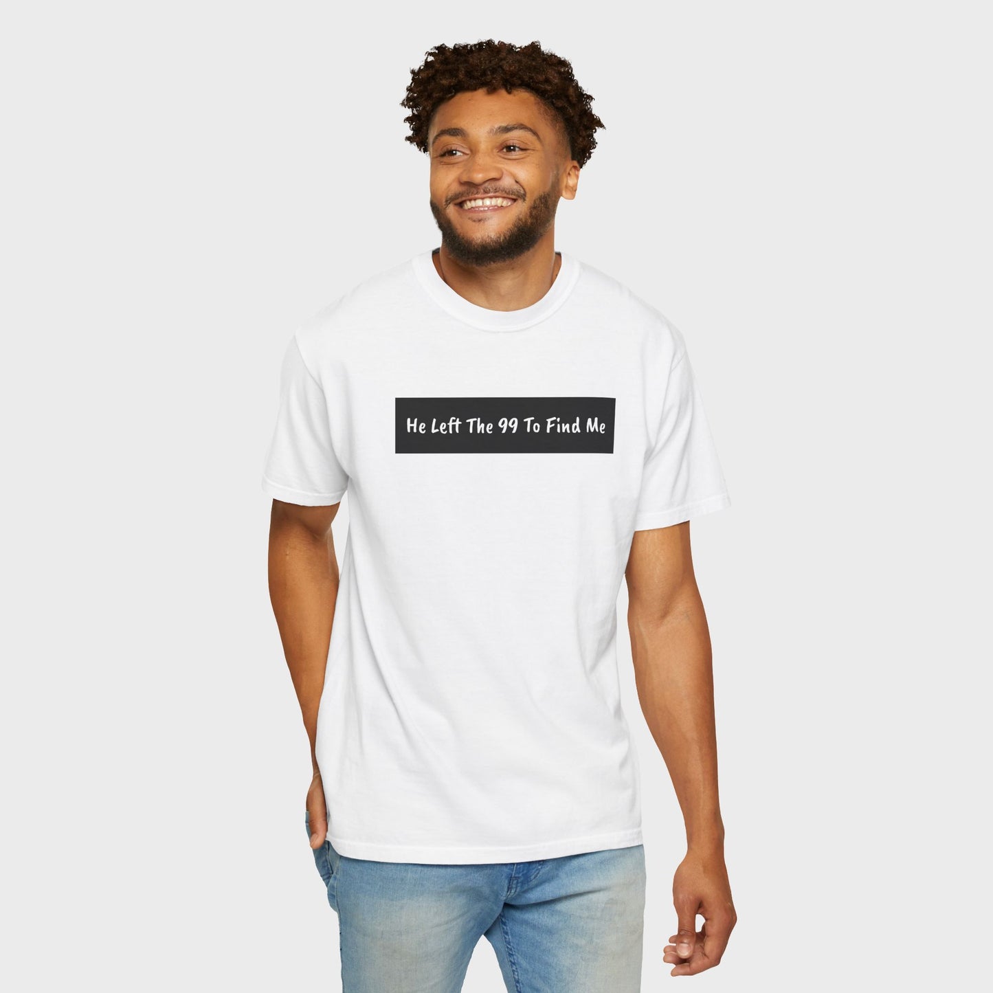 "He Left The 99 To Find Me" Christian Faith Graphic Unisex Tee T-shirt