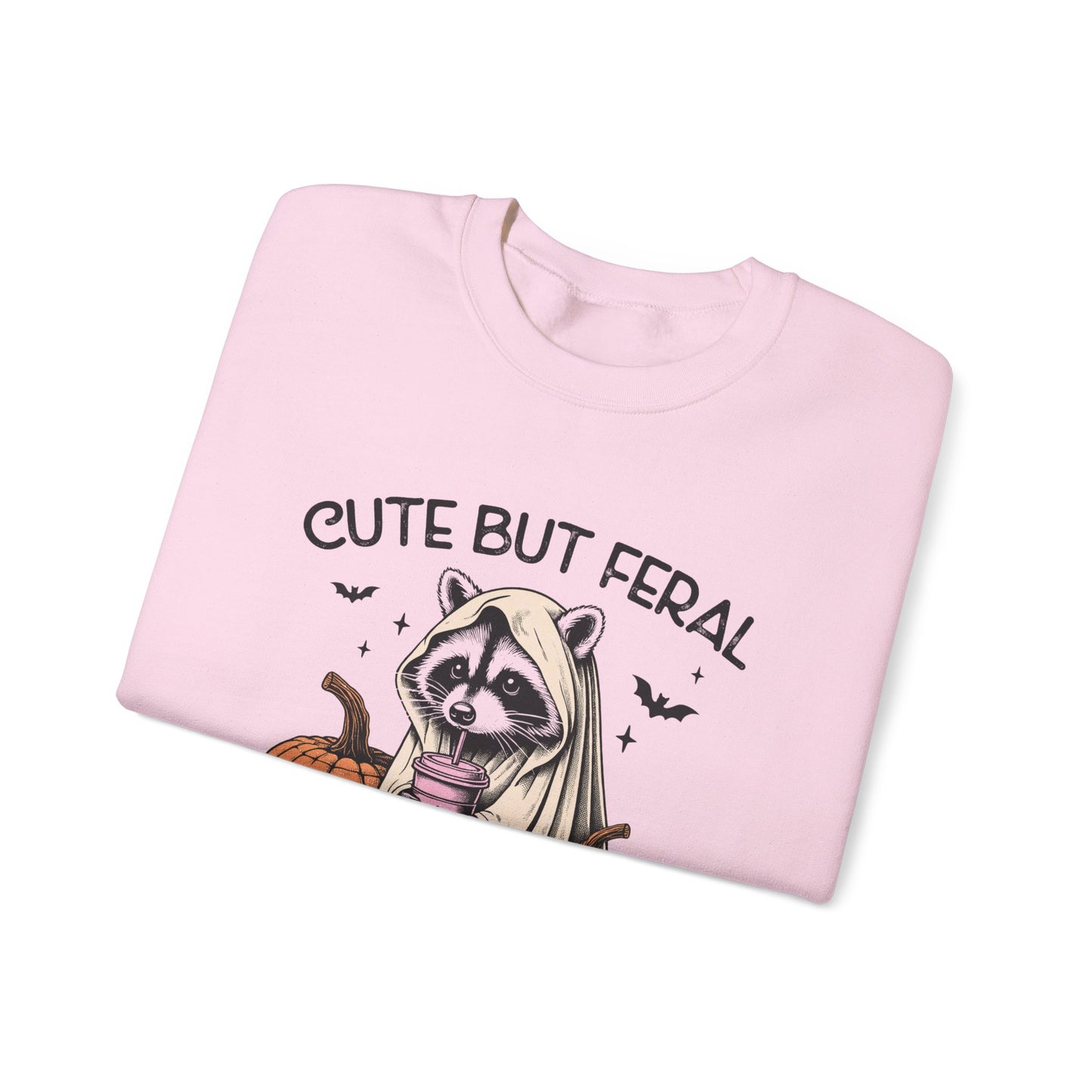 Raccoon Unisex Heavy Blend™ Crewneck Sweatshirt Cute and Feral Halloween Season Gift Ideas