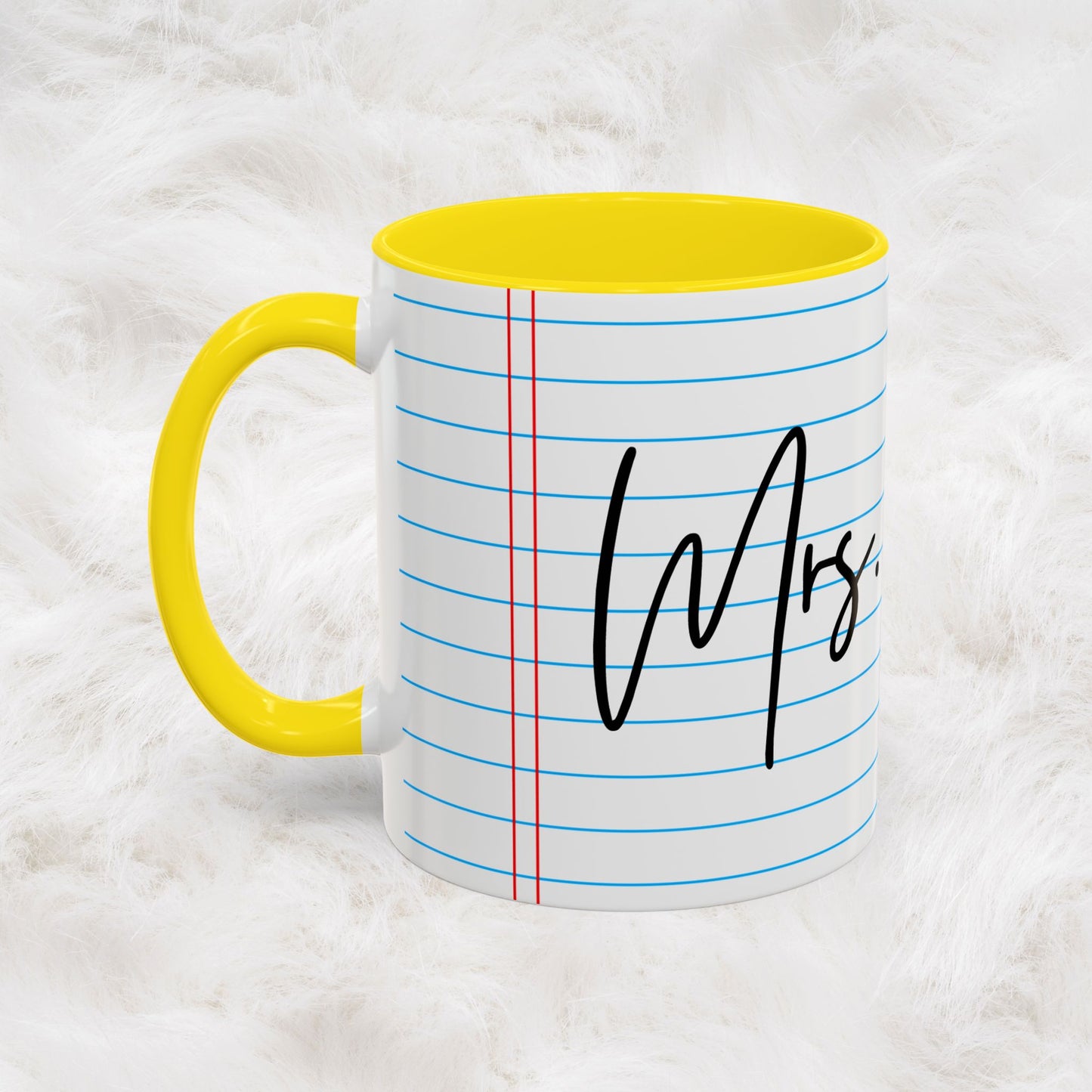 Personalized Name College Ruled Lined Coffee Tea Mug | Student Teacher Back to School Motivation Gift Idea