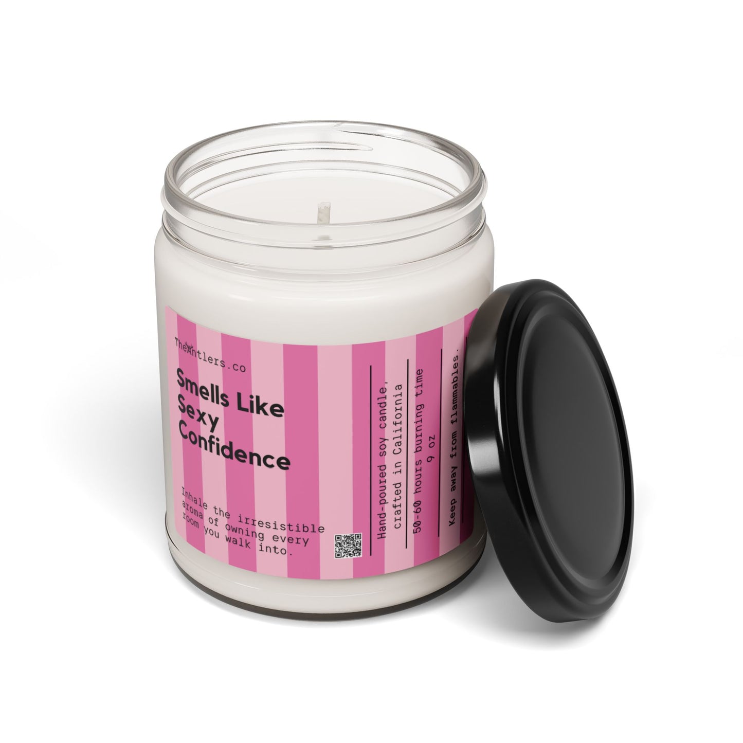 Smells Like Sexy Confidence Soy Wax Candle, Cute Pink Lovers Birthday Christmas Anniversary Gift Idea, 9oz.