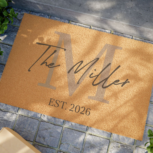 Personalized Monogram Family Name and EST Year Doormat