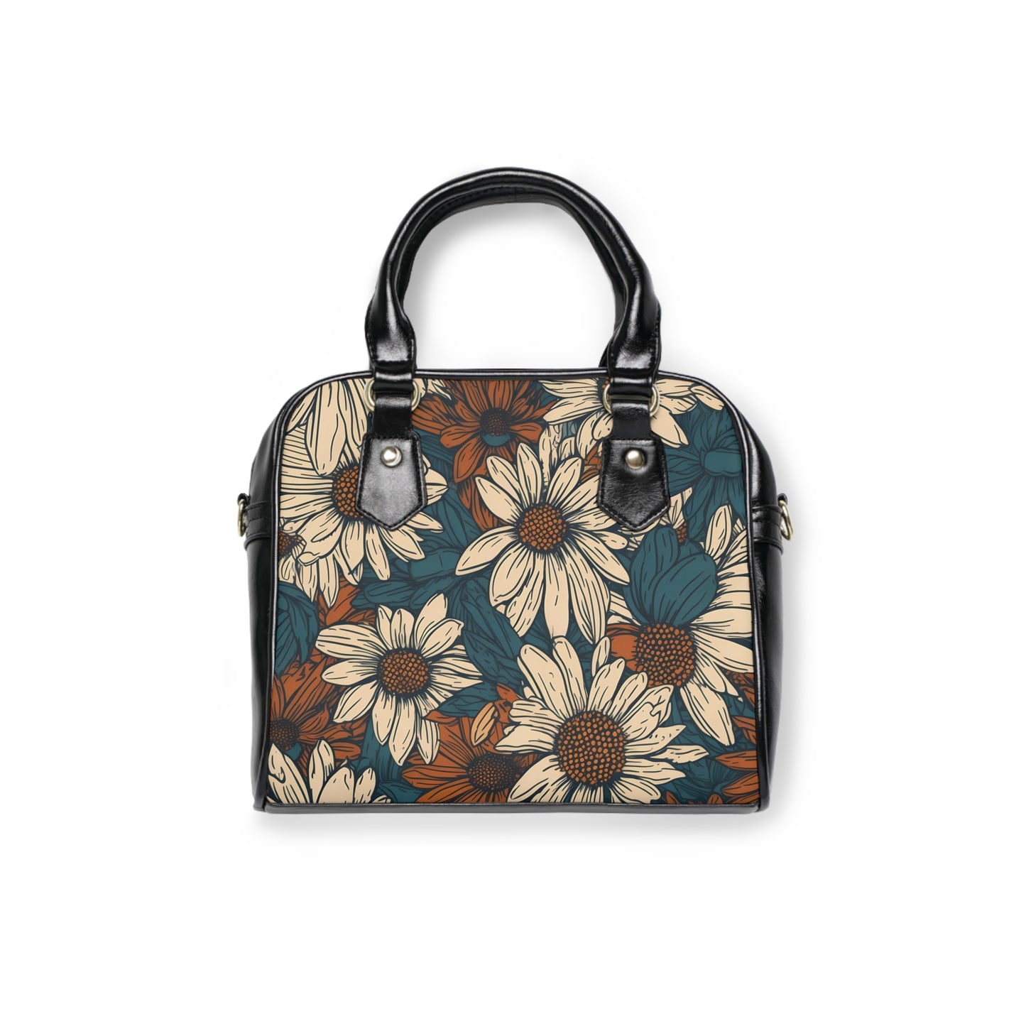 Personalized Name Text Daisy Floral Shoulder Handbag | Birthday Anniversary Christmas Travel Gift Ideas