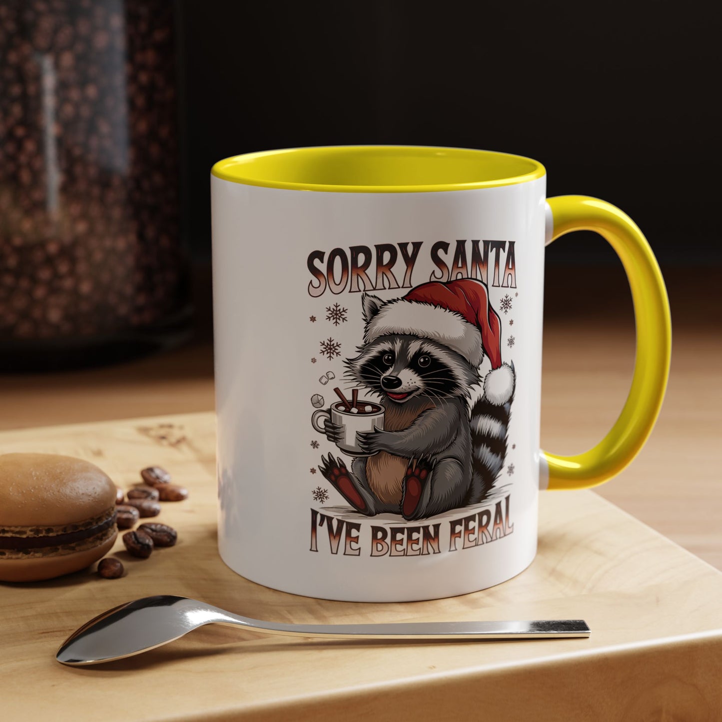 Sorry Santa, I'm Been Feral - Cute Funny Raccoon Mug | Hunting Christmas Holiday Gift