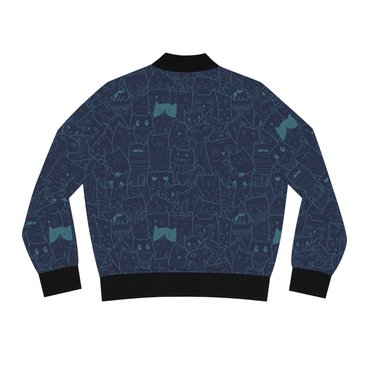 Cute Unique Blue Cat Pattern Bomber Jacket | Pet Lovers Gift Idea