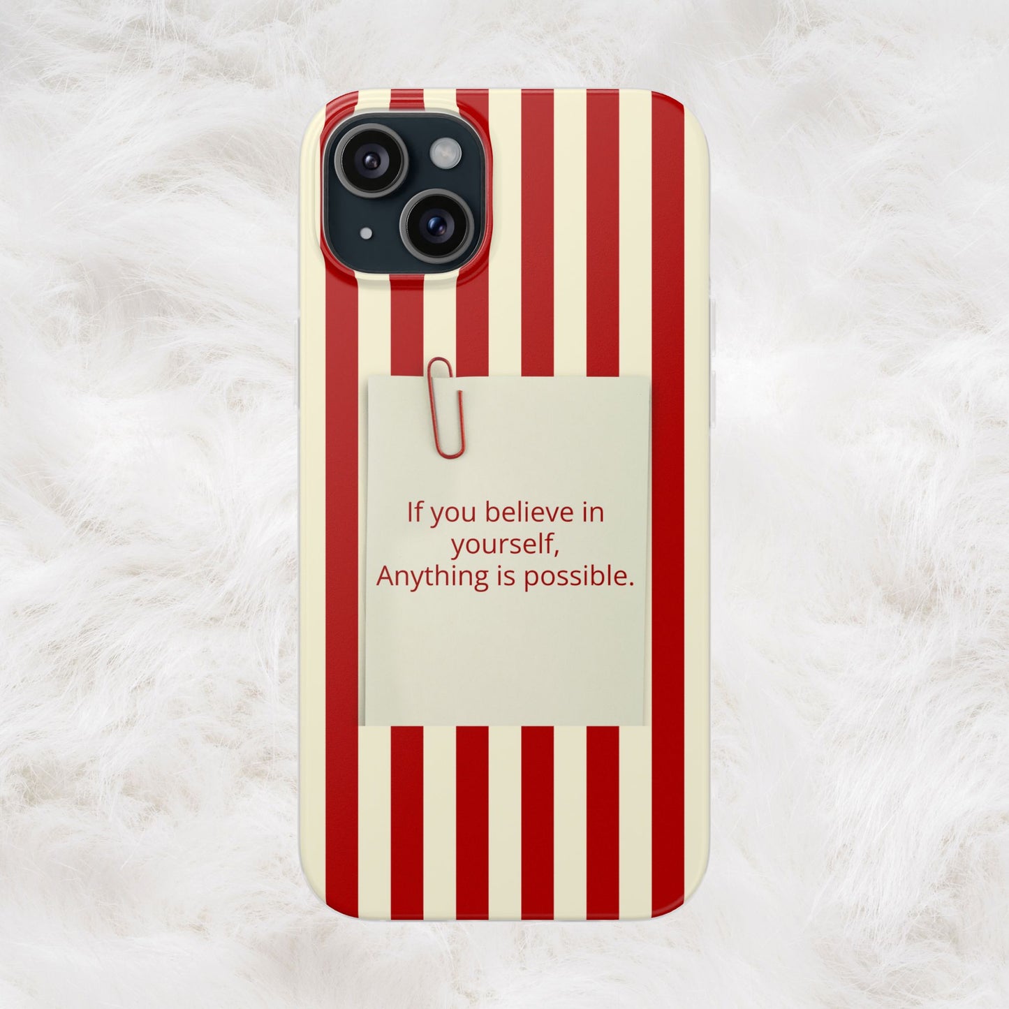 Personalized Custom Text Inspirational Striped Phone Case. “If you believe in yourself, Anything is possible.”