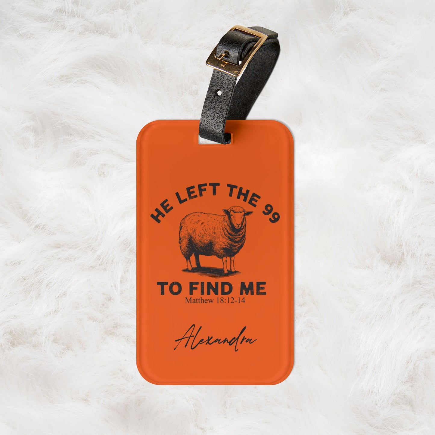 Personalized Name He Left The 99 To Find Me Christian Bible Verse Travel ID Luggage Tag | Vacation Birthday Christmas Gift