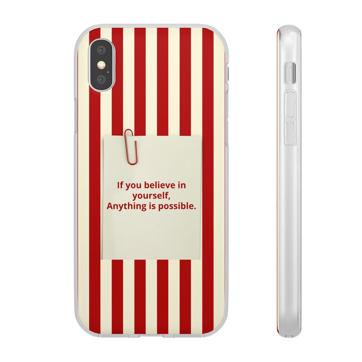 Personalized Custom Text Inspirational Striped Phone Case. “If you believe in yourself, Anything is possible.”